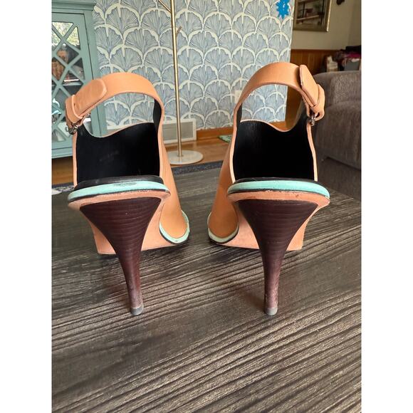 Rebecca Minkoff Leather Colorblock Pattern Slingback Sandals Sz. 6.5 - Picture 8 of 9